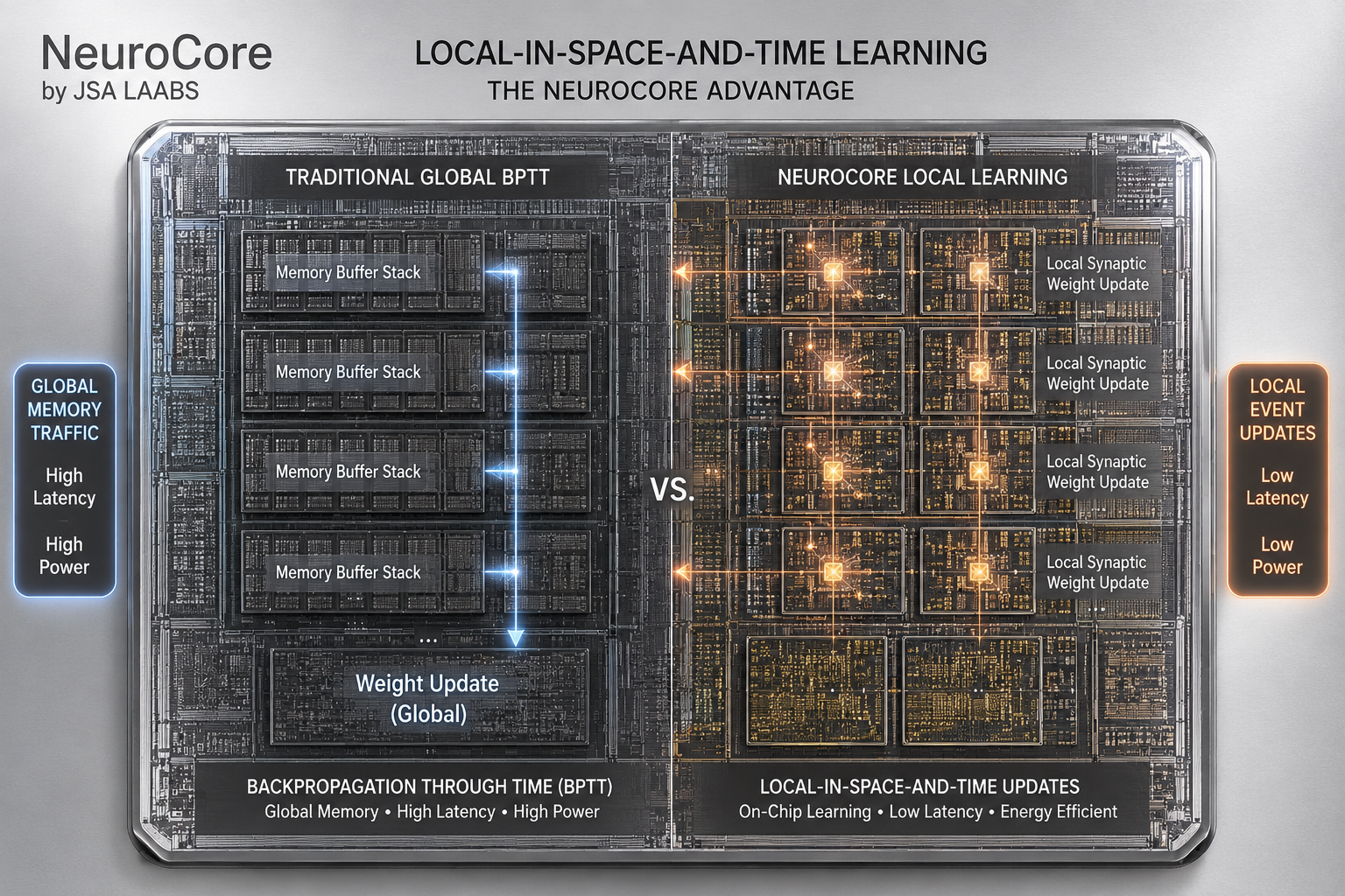 NeuroCore Local-In-Space-And-Time Learning vs Traditional BPTT